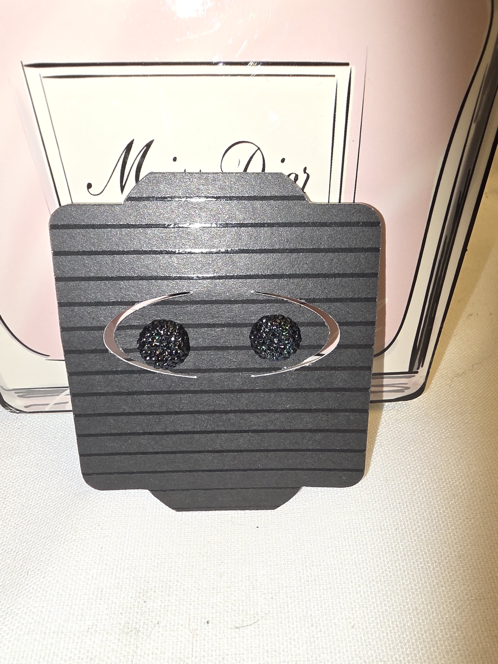 Black Sparkle Druzy Stud Earrings